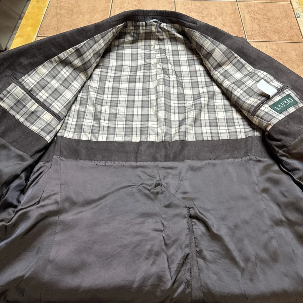 Lauren Ralph Lauren Sport Coat Mens‎ 42R Faux Suede Leather Brown Blazer